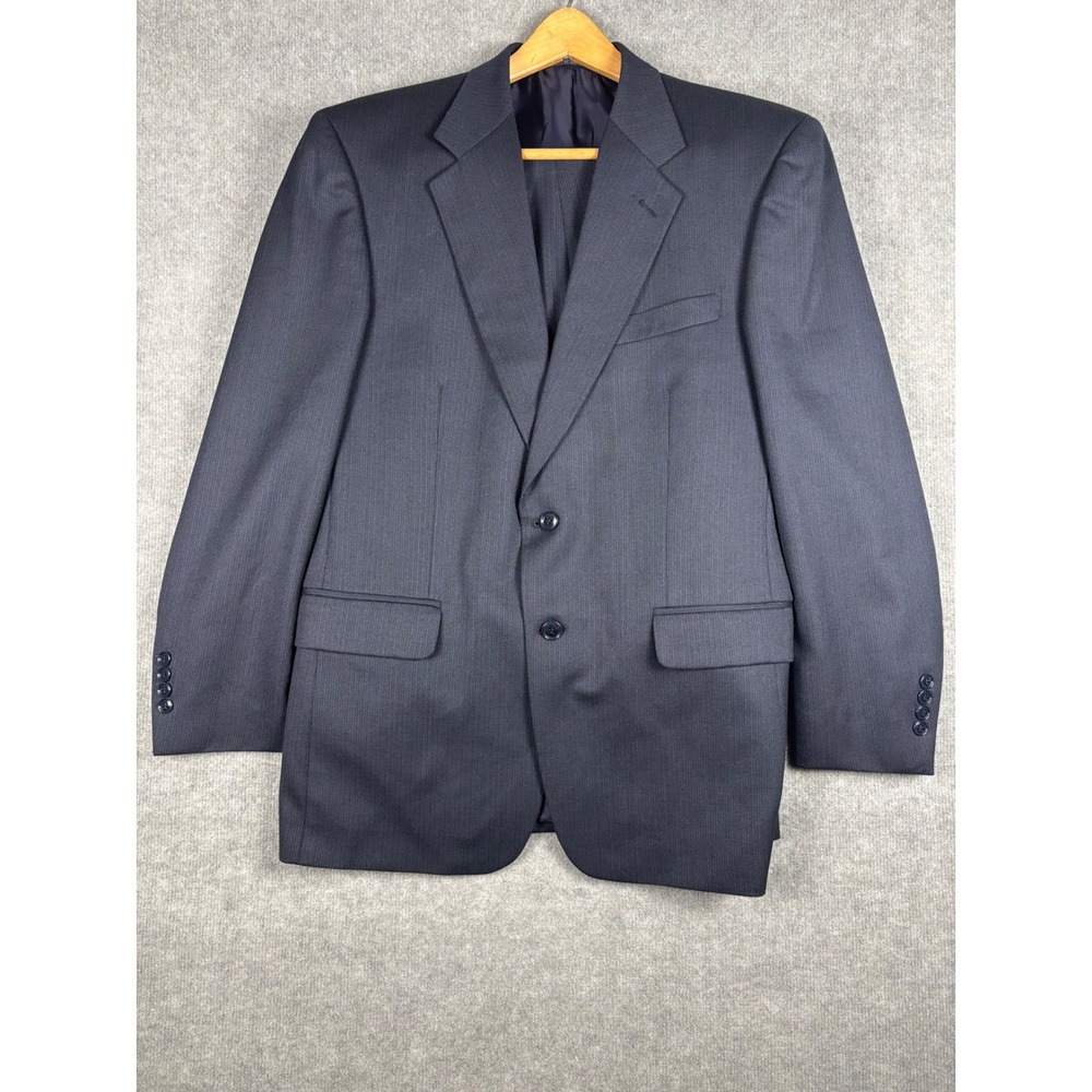 Jones New York Mens 2 Piece Suit 40R 37x30 Dark Gray‎ Wool Blazer Dress Pants